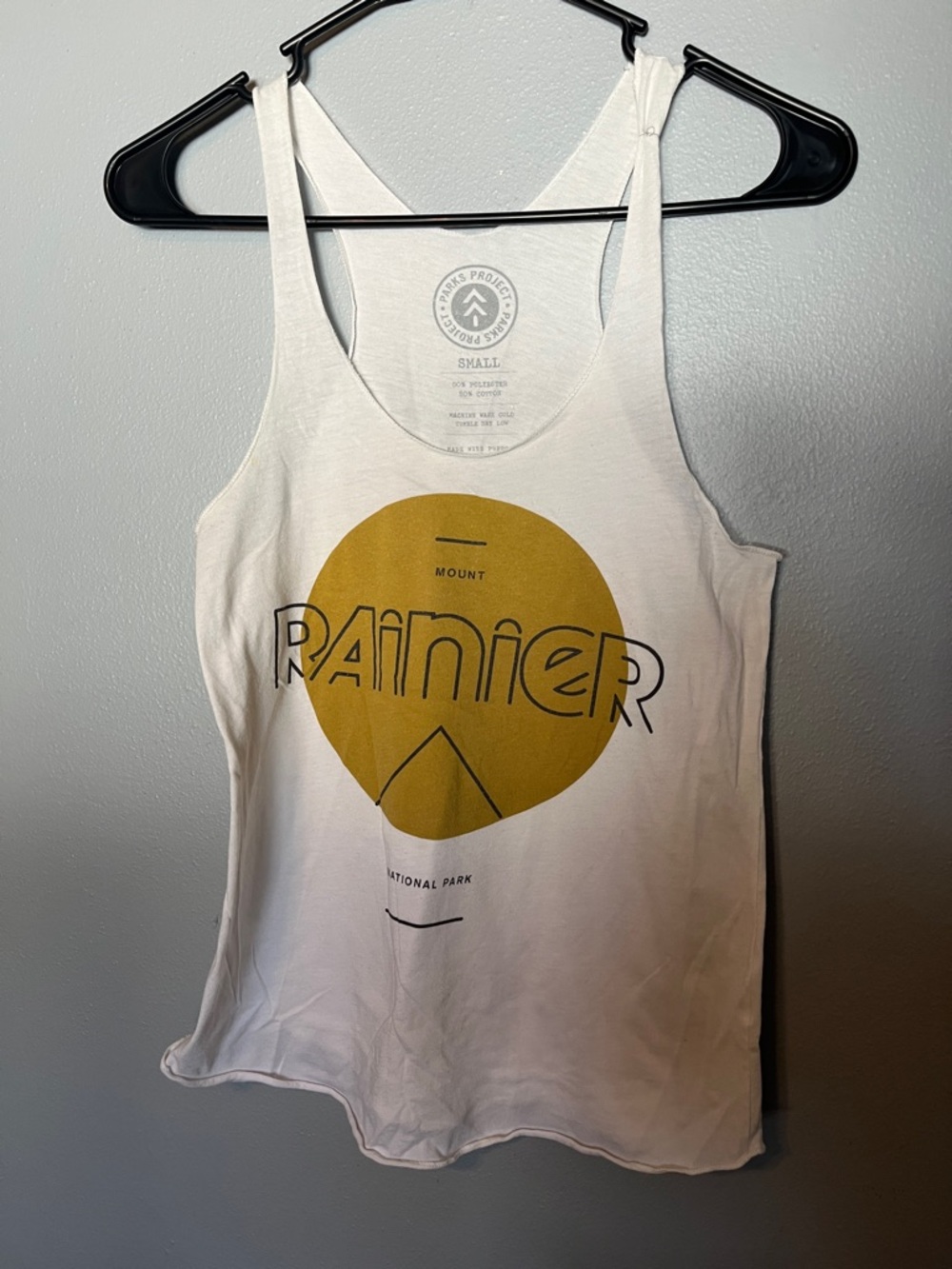 Parks Project White Tank Top with Mustard Graphic